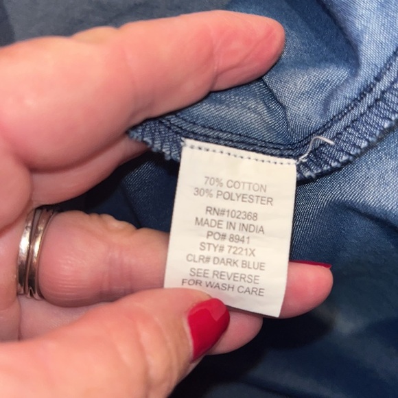 CZ Collection Denim wood button down top / jacket size 2 X - Picture 7 of 9